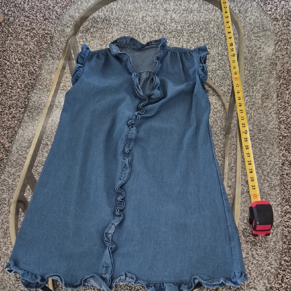 Ruffled Denim Sleeveless Top